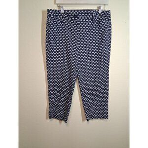 Talbots Capris Pants Preppy Business Casual Floral Granny Blue Women's Size 10